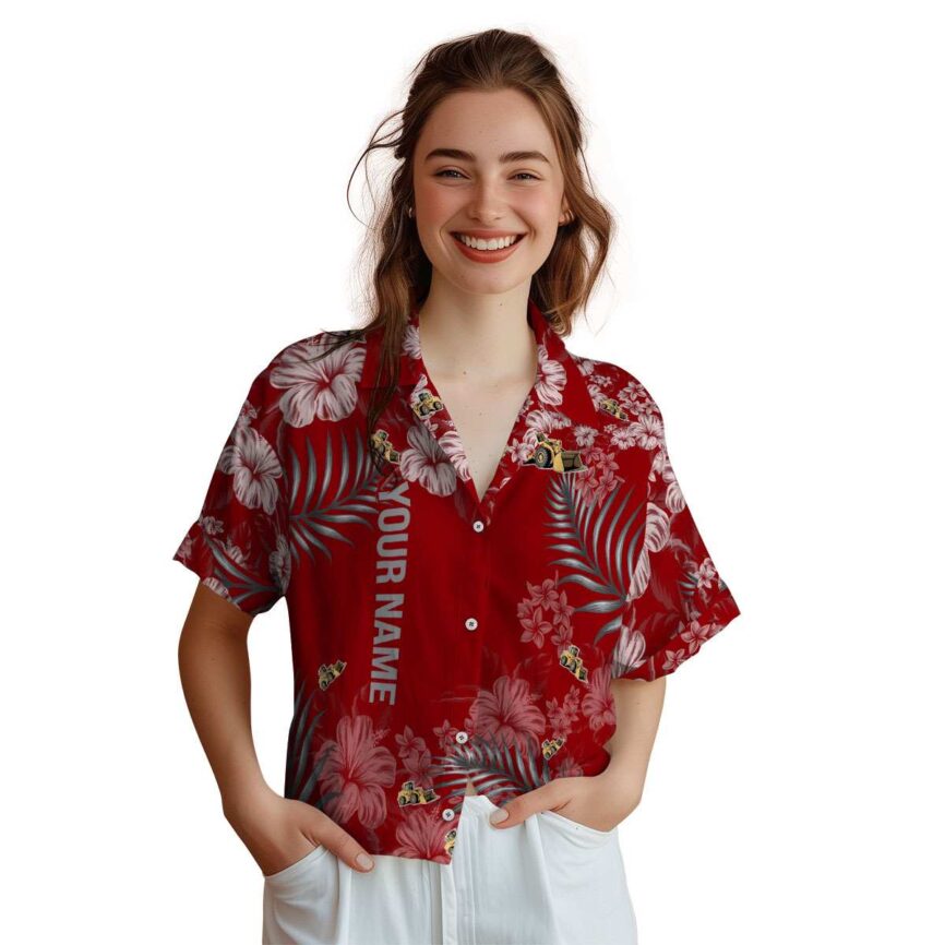 Customized Construction Hibiscus Pattern Hawaiian Shirt Top rated