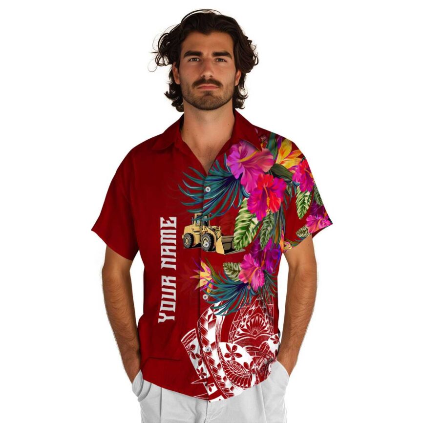 Customized Construction Polynesian Flowers Hawaiian Shirt New Arrival