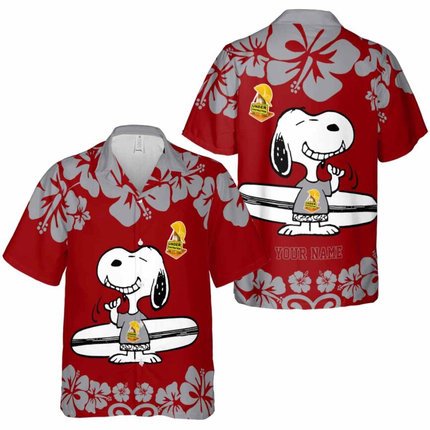 Customized Construction Surfing Snoopy Hawaiian Shirt Premium grade