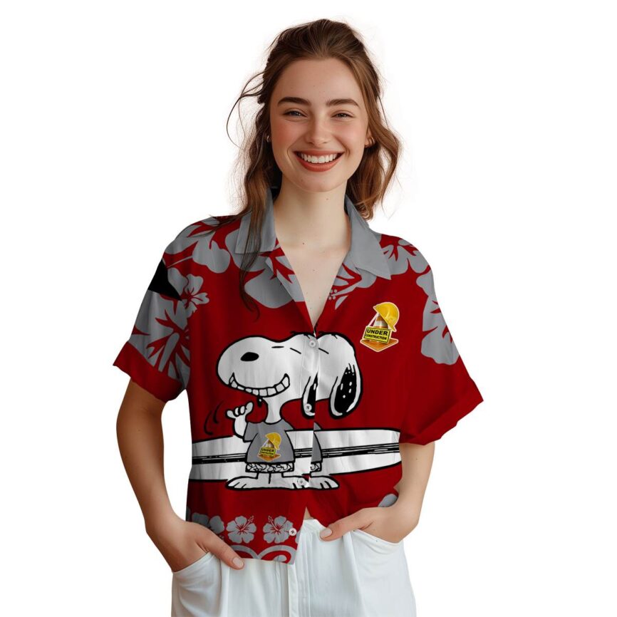 Customized Construction Surfing Snoopy Hawaiian Shirt Top rated