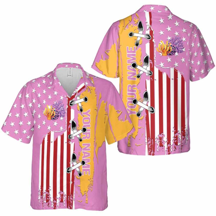 Customized Coral Flag Stitches Hawaiian Shirt Premium grade