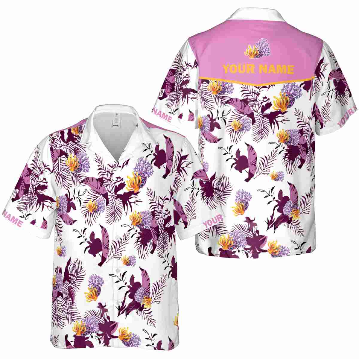 Customized Coral Leafy Accents Hawaiian Shirt Premium grade Customized Coral Leafy Accents Hawaiian Shirt Premium grade