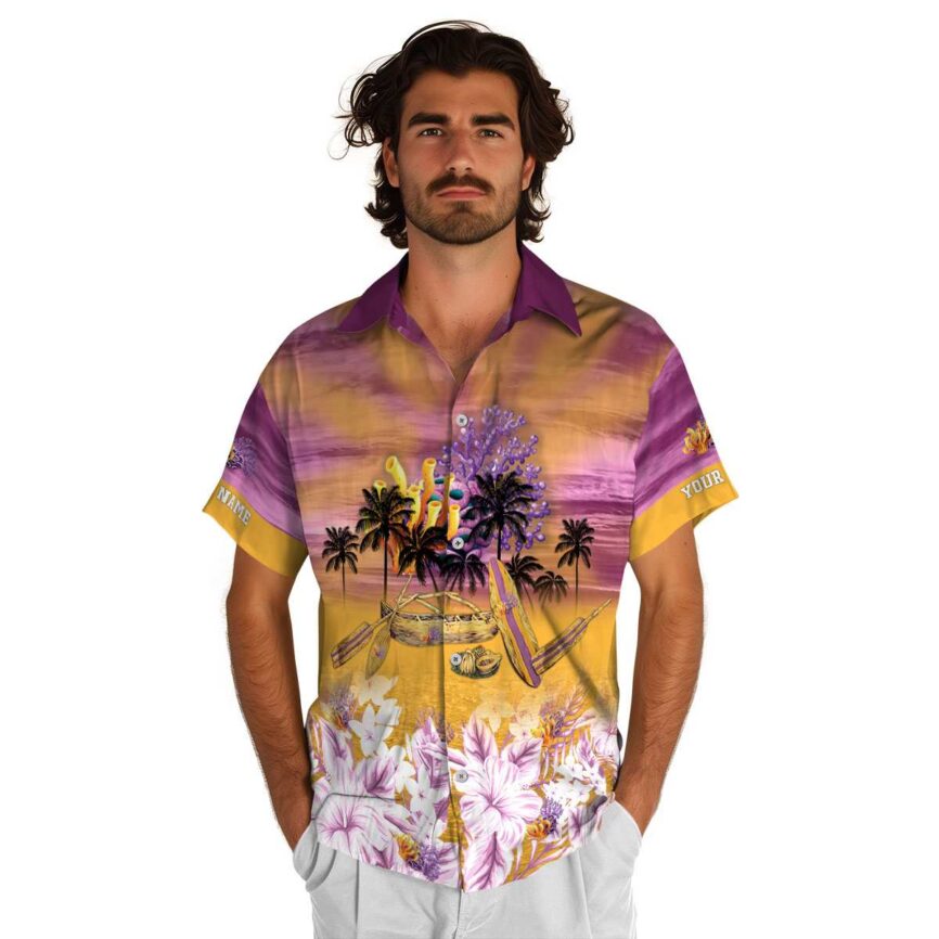 Customized Coral Sunset Beach Canoe Hawaiian Shirt New Arrival