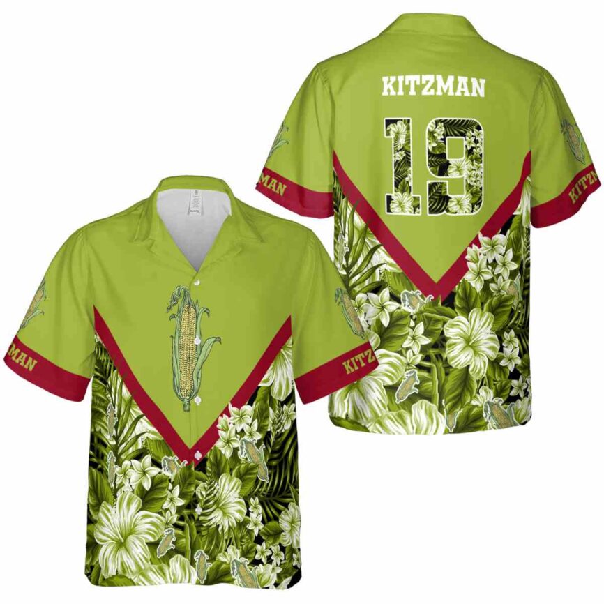 Customized Corn Bold Floral Number Hawaiian Shirt Premium grade