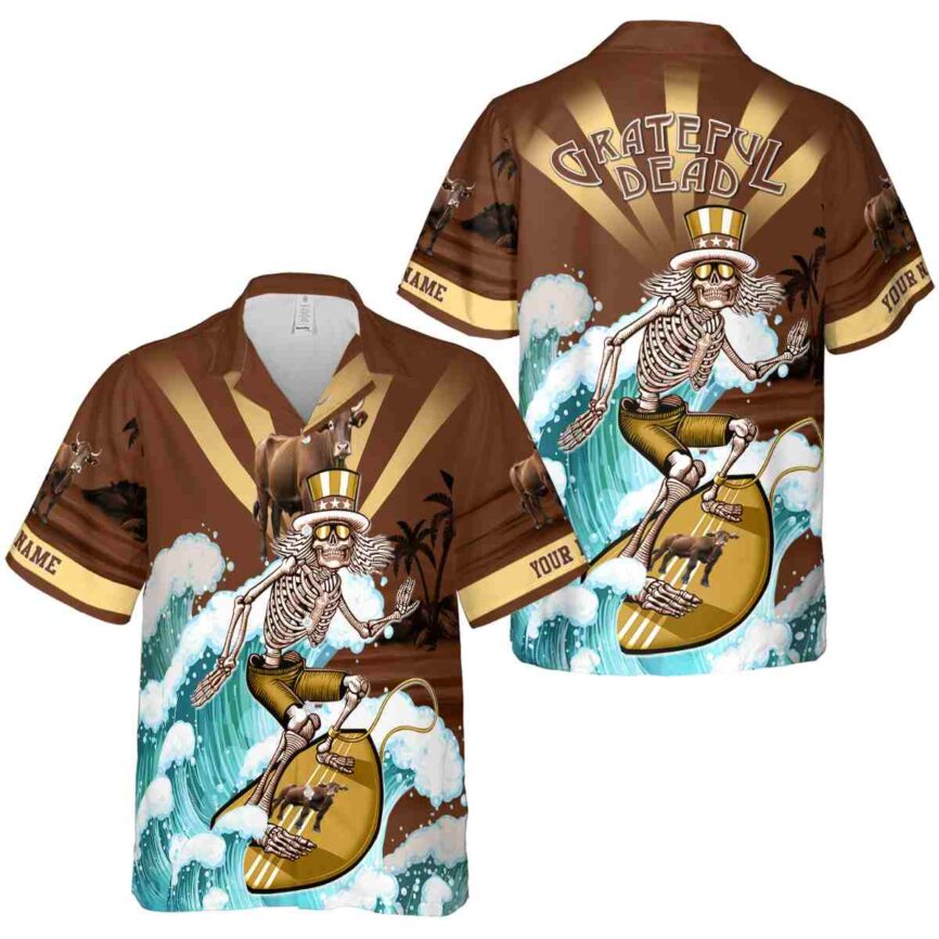 Customized Cow Grateful Dead Motif Hawaiian Shirt Premium grade