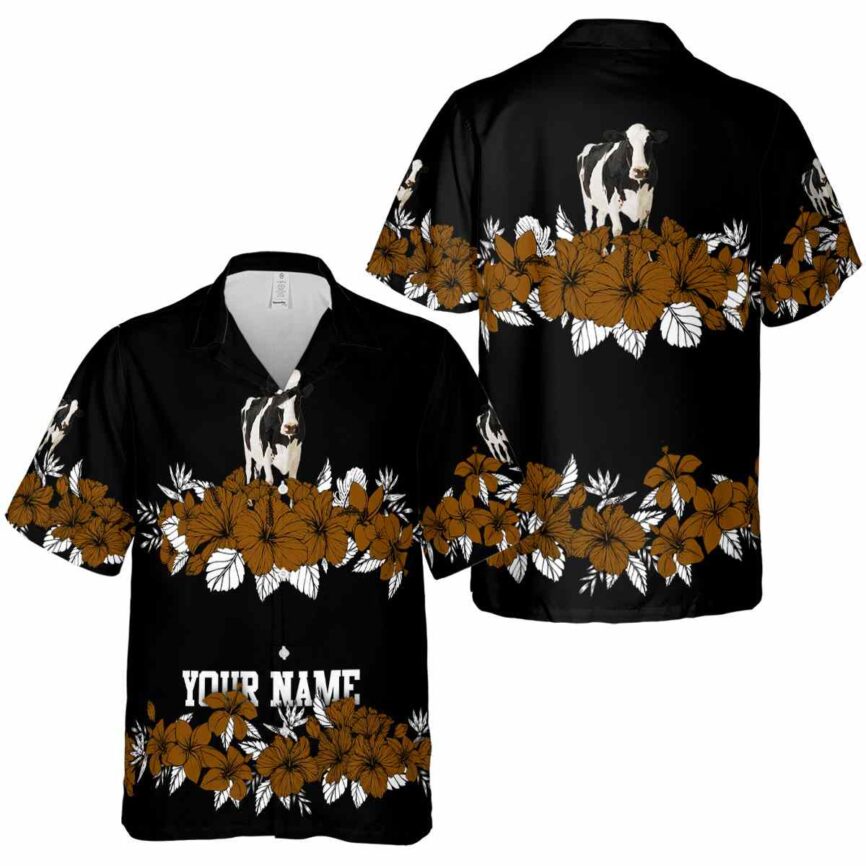 Customized Cow Hibiscus Band Hawaiian Shirt Premium grade