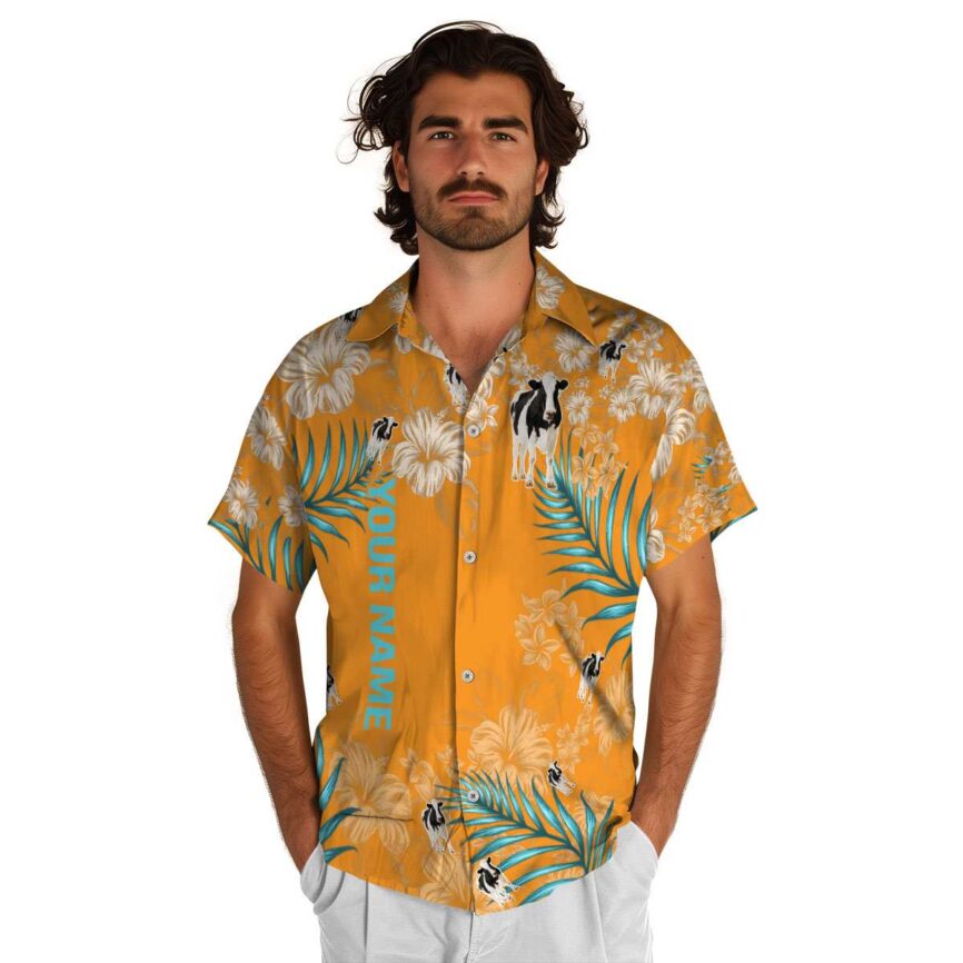 Customized Cow Hibiscus Pattern Hawaiian Shirt New Arrival