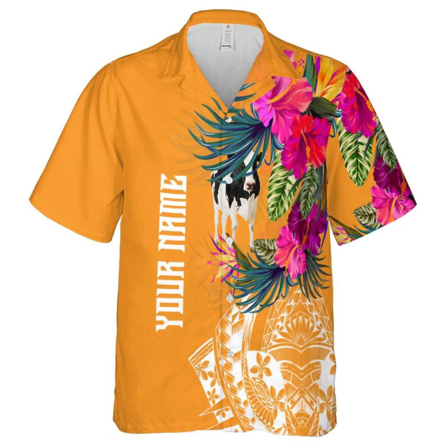 Customized Cow Polynesian Flowers Hawaiian Shirt Fashion forward