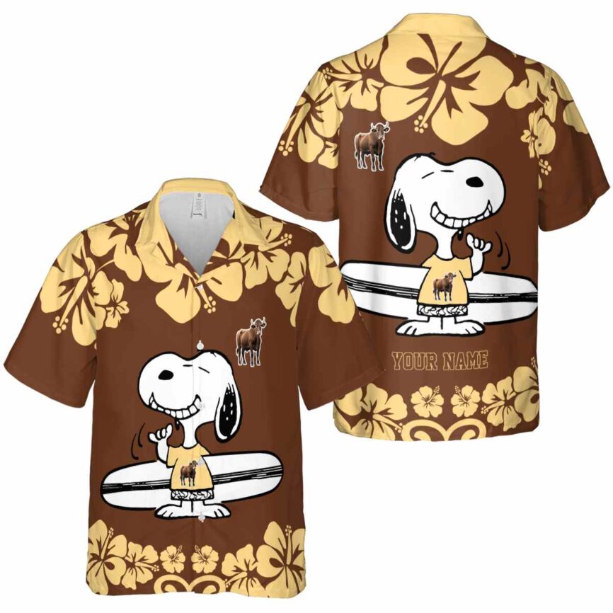 Customized Cow Surfing Snoopy Hawaiian Shirt Premium grade