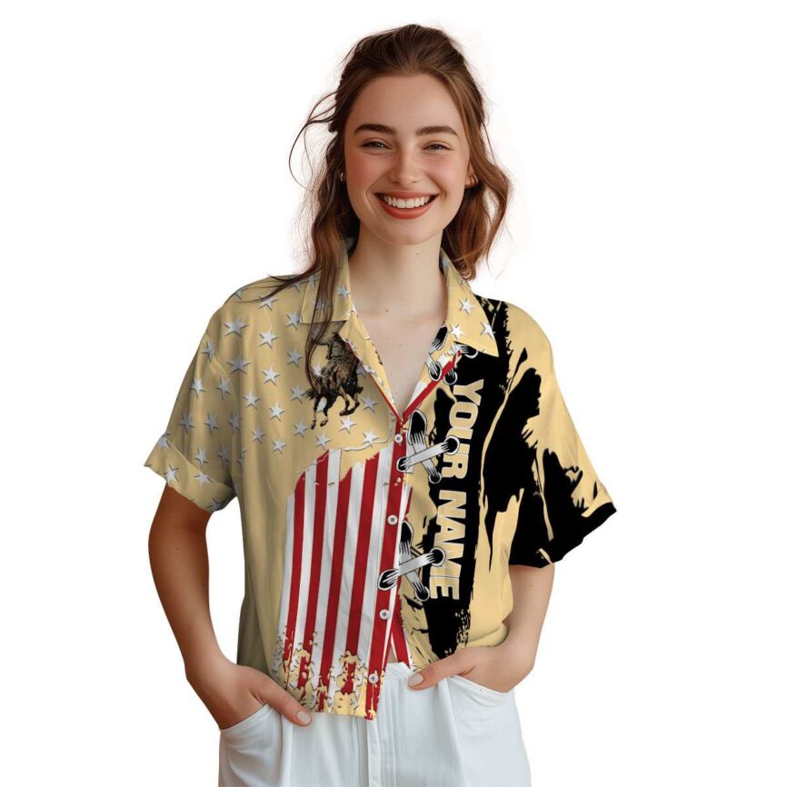 Customized Cowboy Flag Stitches Hawaiian Shirt Top rated