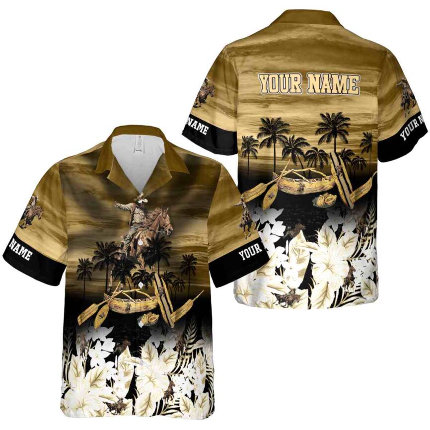 Customized Cowboy Sunset Beach Canoe Hawaiian Shirt Premium grade