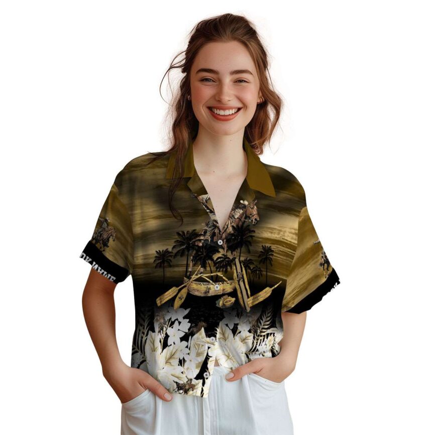 Customized Cowboy Sunset Beach Canoe Hawaiian Shirt Top rated