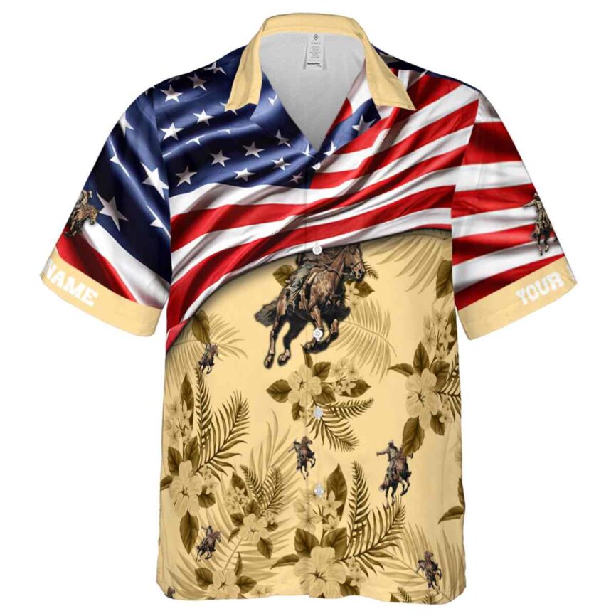 Customized Cowboy US Flag Themed Hawaiian Shirt Fashion forward