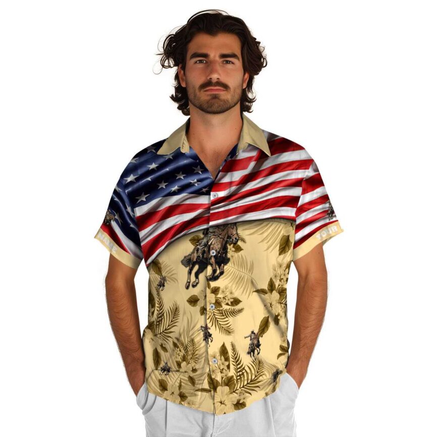 Customized Cowboy US Flag Themed Hawaiian Shirt New Arrival