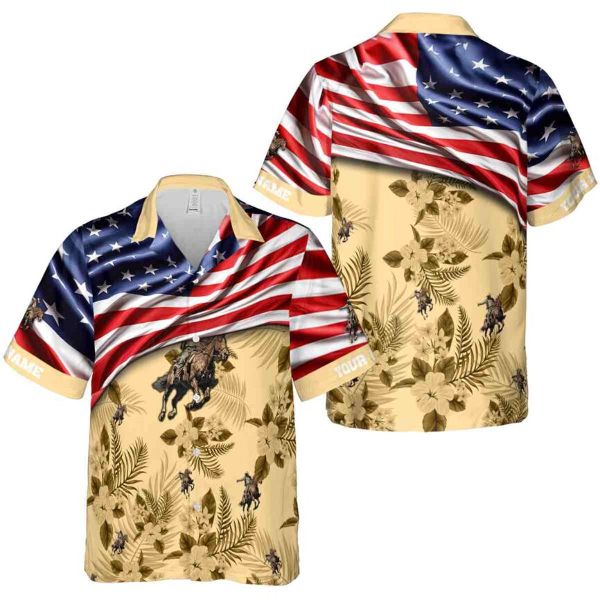 Customized Cowboy US Flag Themed Hawaiian Shirt Premium grade