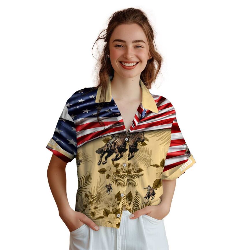 Customized Cowboy US Flag Themed Hawaiian Shirt Top rated