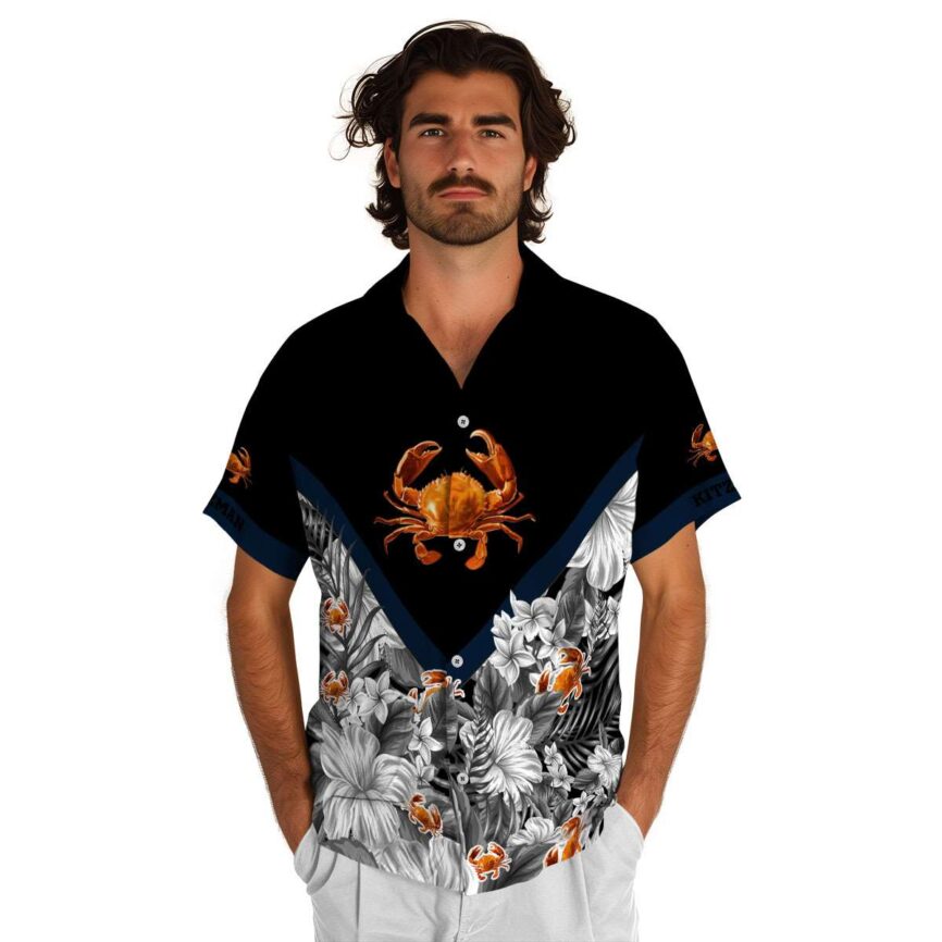 Customized Crab Bold Floral Number Hawaiian Shirt New Arrival
