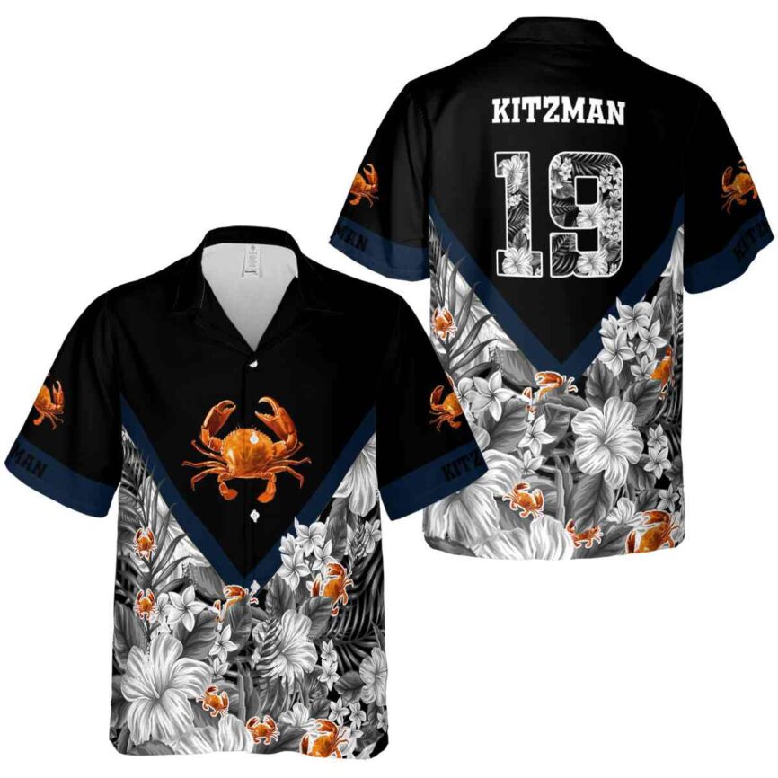 Customized Crab Bold Floral Number Hawaiian Shirt Premium grade