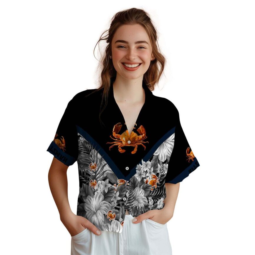 Customized Crab Bold Floral Number Hawaiian Shirt Top rated