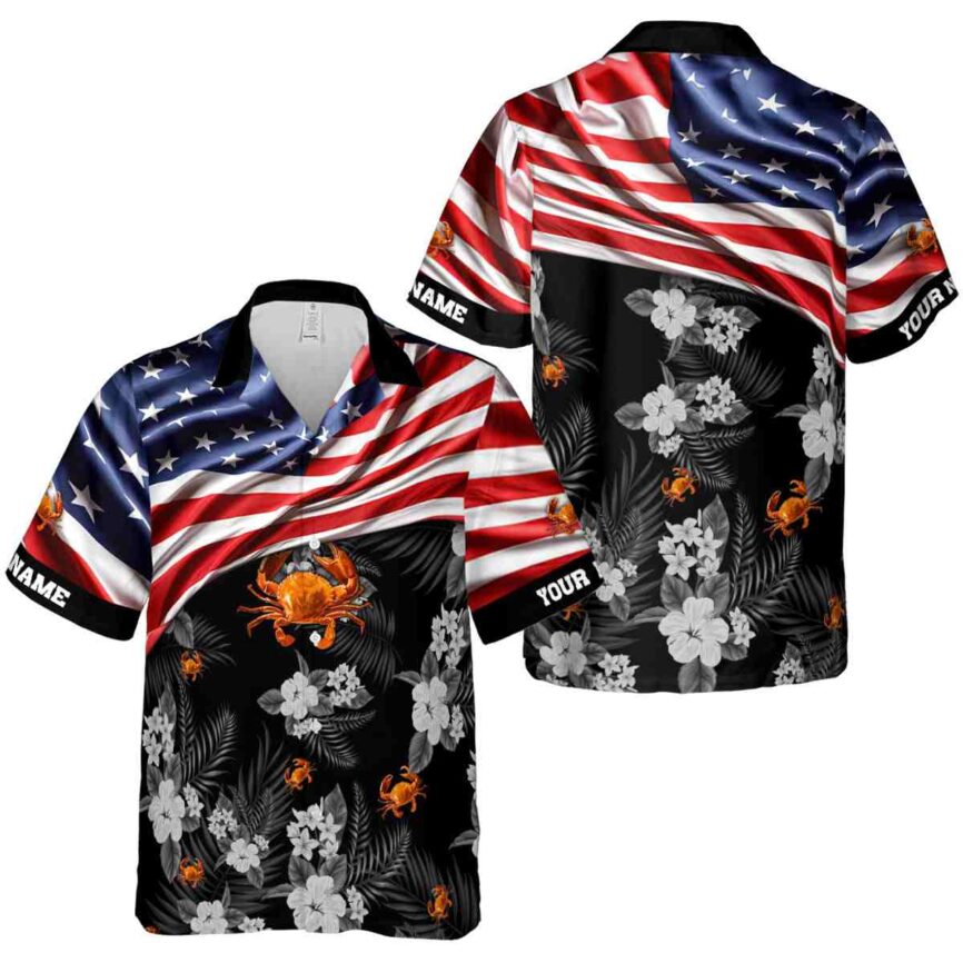 Customized Crab US Flag Themed Hawaiian Shirt Premium grade