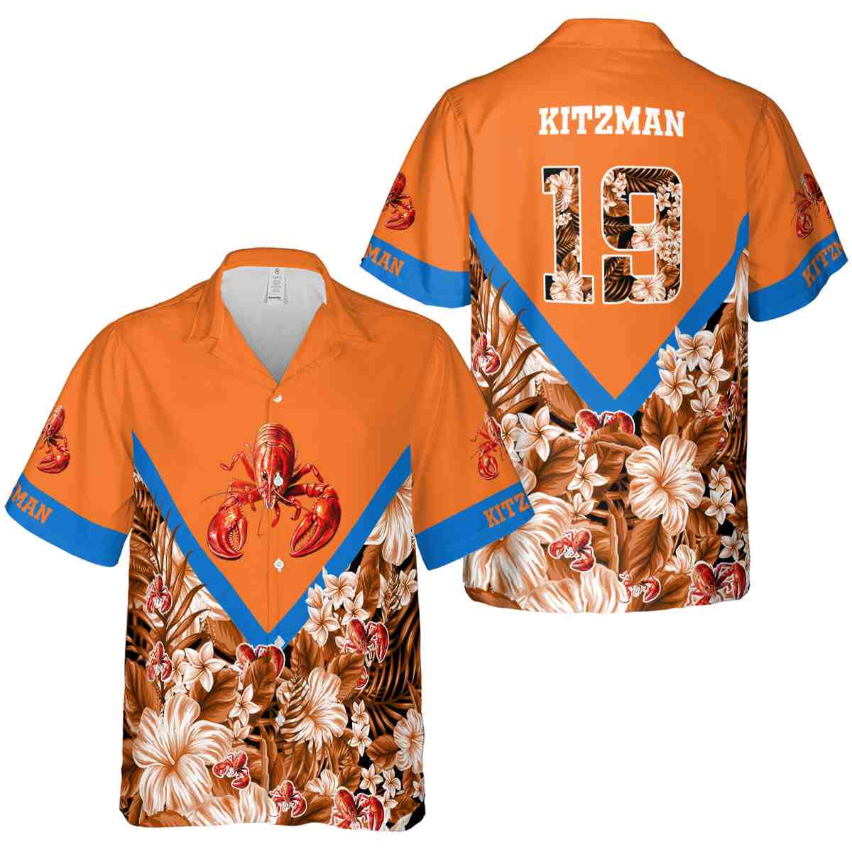 Customized Crawfish Bold Floral Number Hawaiian Shirt Premium grade Customized Crawfish Bold Floral Number Hawaiian Shirt Premium grade