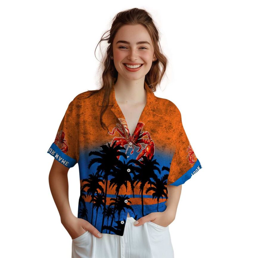 Customized Crawfish Sunset Gradient Hawaiian Shirt Top rated