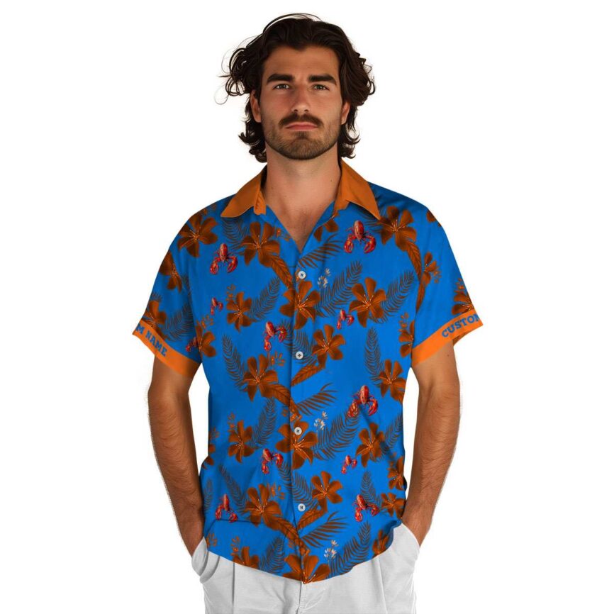 Customized Crawfish Tropical Flower Hawaiian Shirt New Arrival