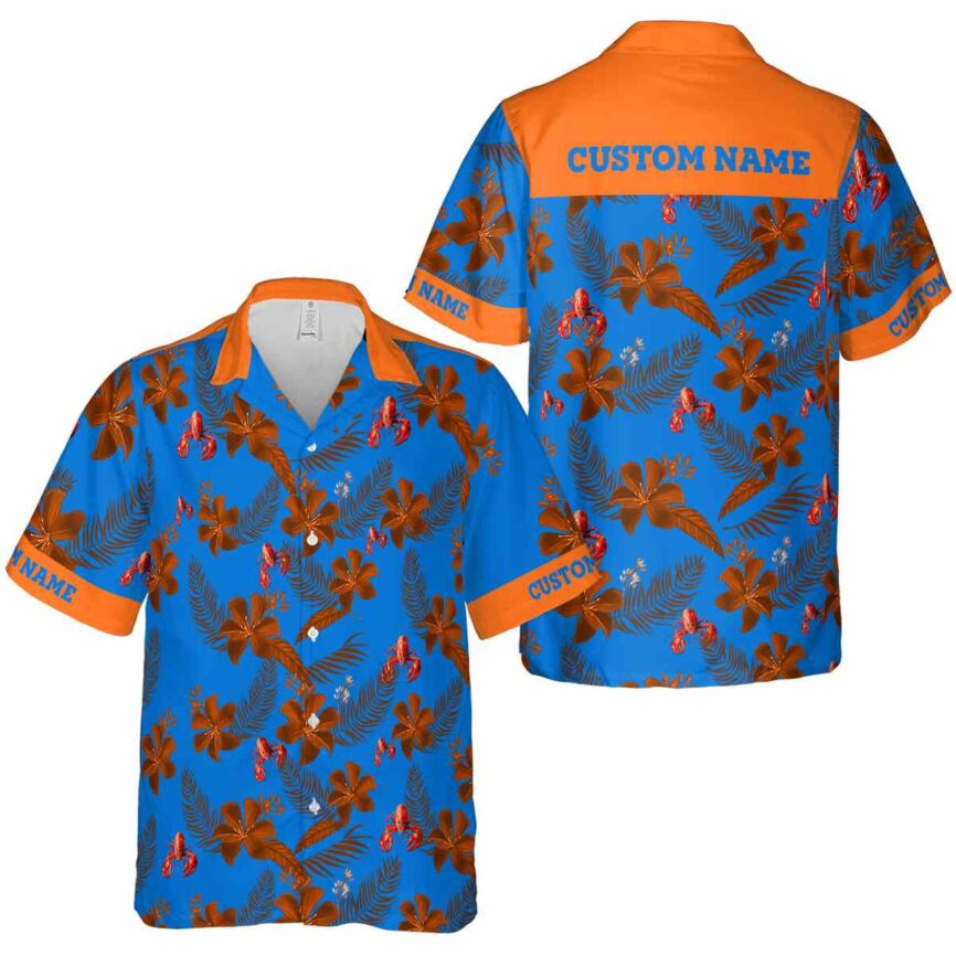Customized Crawfish Tropical Flower Hawaiian Shirt Premium grade
