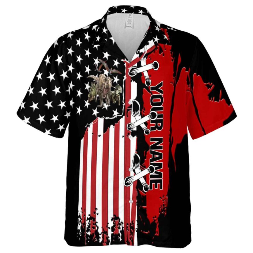 Customized Dinosaur Flag Stitches Hawaiian Shirt Fashion forward
