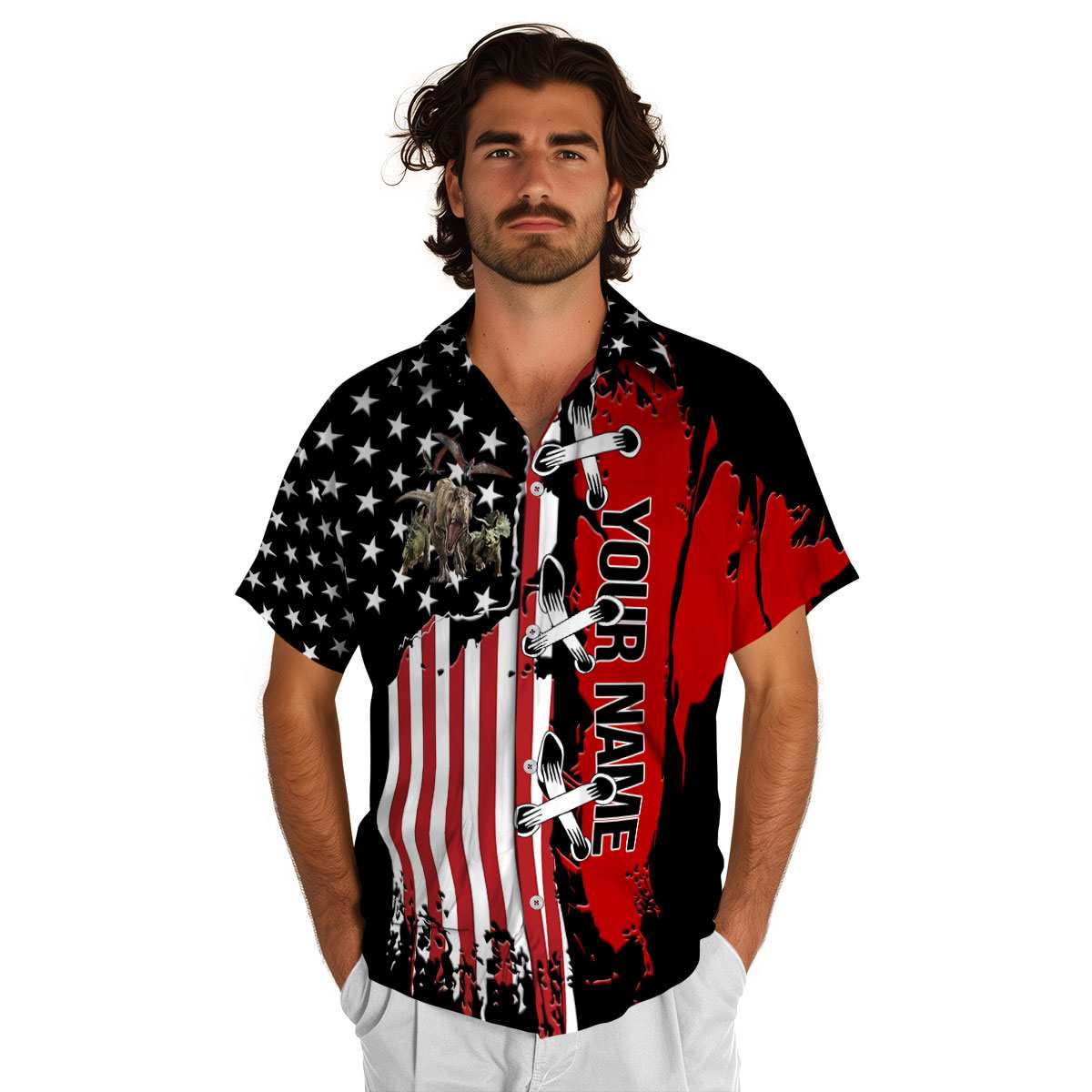 Customized Dinosaur Flag Stitches Hawaiian Shirt New Arrival Customized Dinosaur Flag Stitches Hawaiian Shirt New Arrival