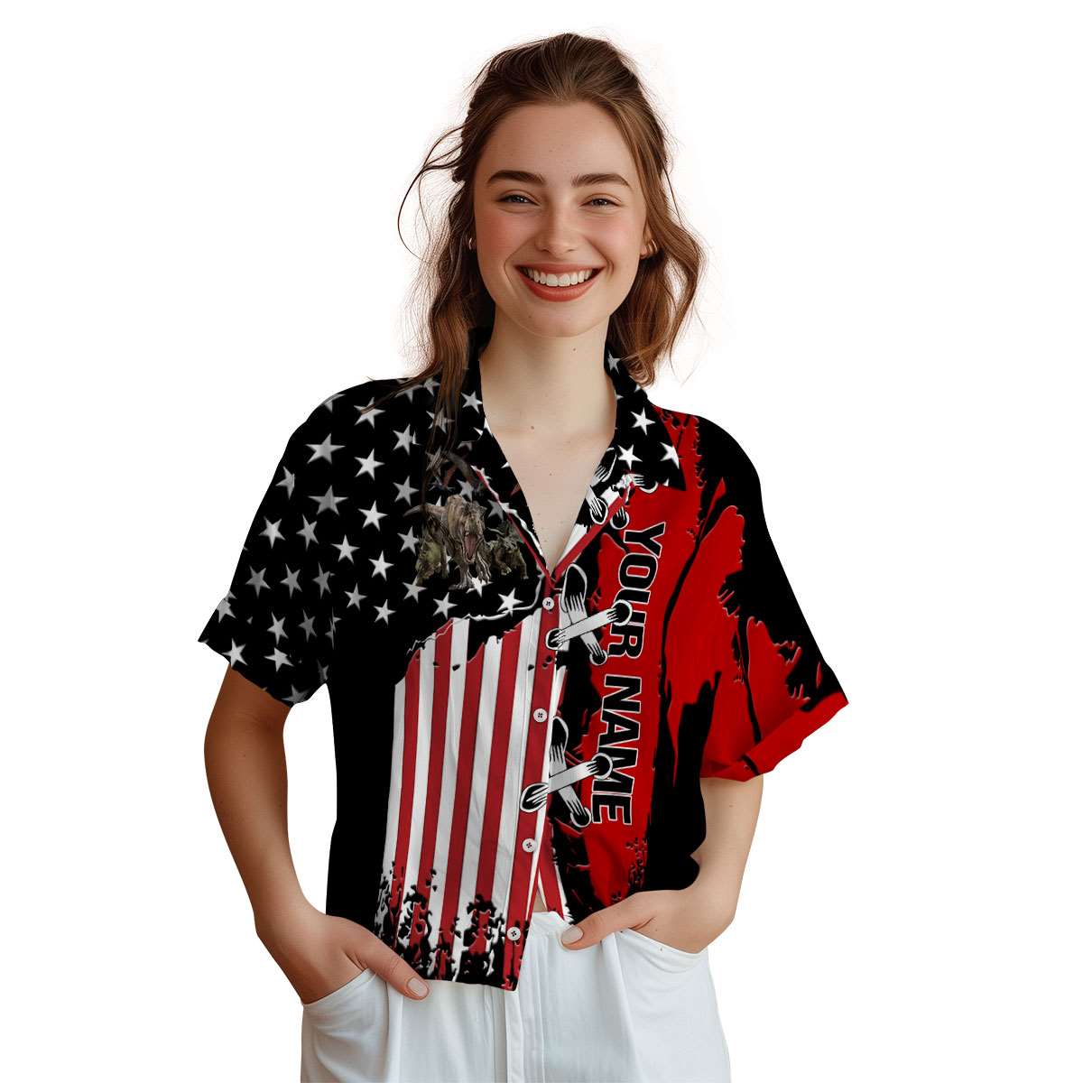 Customized Dinosaur Flag Stitches Hawaiian Shirt Top rated Customized Dinosaur Flag Stitches Hawaiian Shirt Top rated