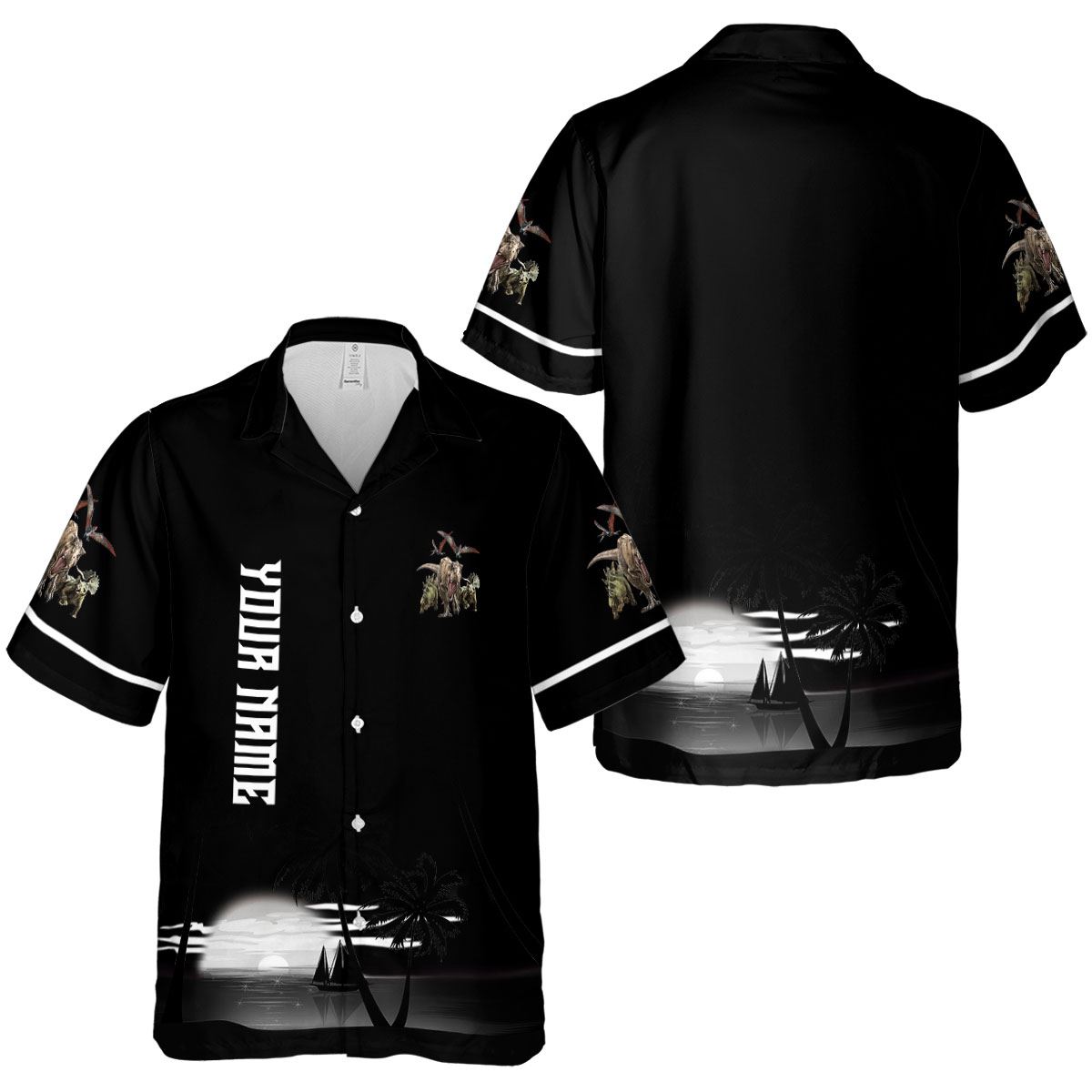 Customized Dinosaur Ocean Sunset Hawaiian Shirt Premium grade Customized Dinosaur Ocean Sunset Hawaiian Shirt Premium grade