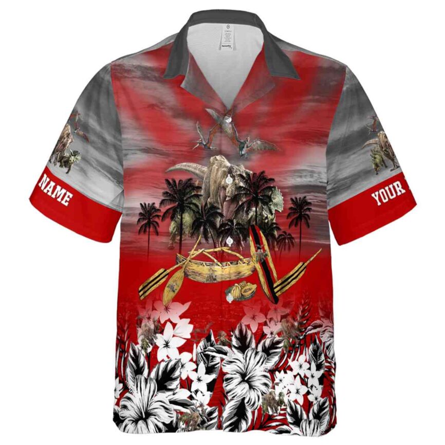 Customized Dinosaur Sunset Beach Canoe Hawaiian Shirt Fashion forward