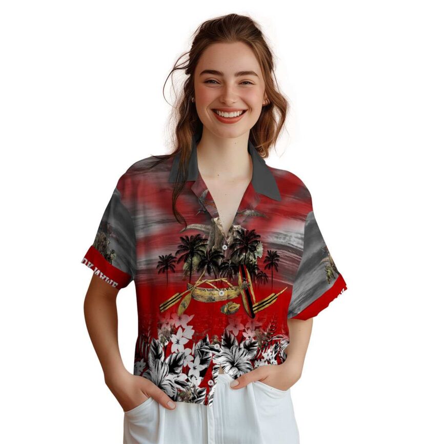 Customized Dinosaur Sunset Beach Canoe Hawaiian Shirt Top rated
