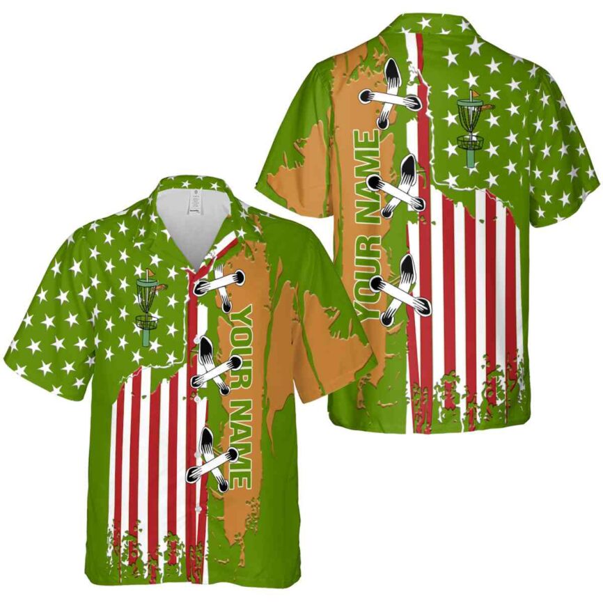 Customized Disc Golf Flag Stitches Hawaiian Shirt Premium grade