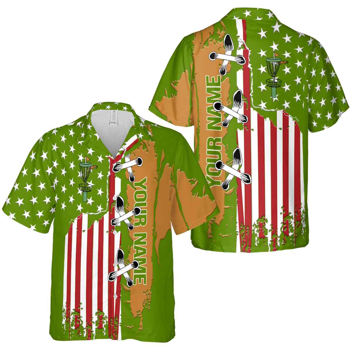 Customized Disc Golf Flag Stitches Hawaiian Shirt Premium grade Customized Disc Golf Flag Stitches Hawaiian Shirt Premium grade