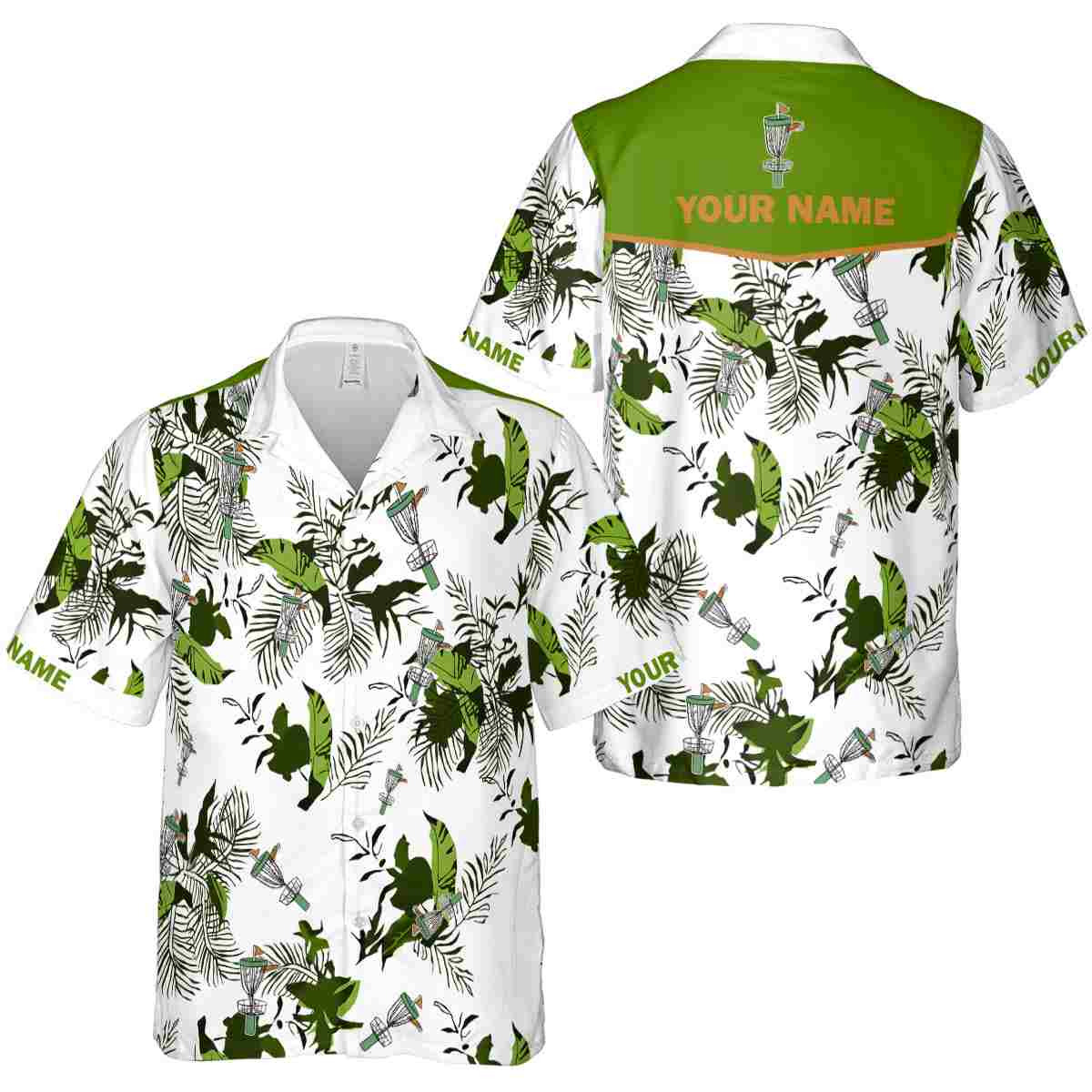Customized Disc Golf Leafy Accents Hawaiian Shirt Premium grade Customized Disc Golf Leafy Accents Hawaiian Shirt Premium grade