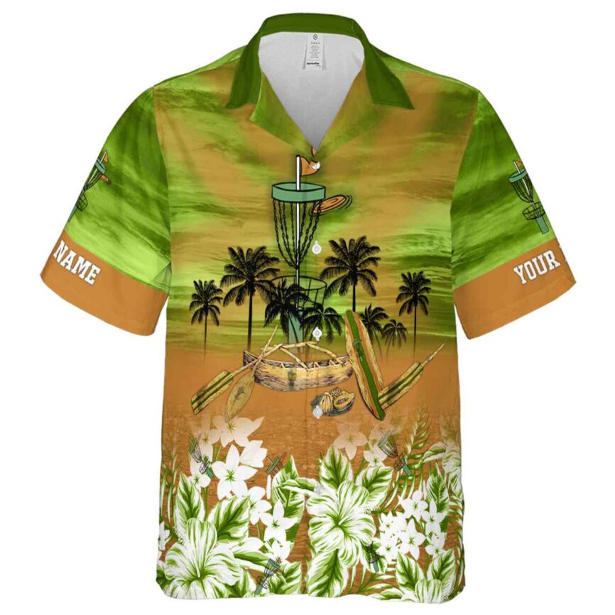 Customized Disc Golf Sunset Beach Canoe Hawaiian Shirt Fashion forward