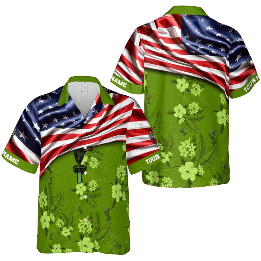 Customized Disc Golf US Flag Themed Hawaiian Shirt Premium grade