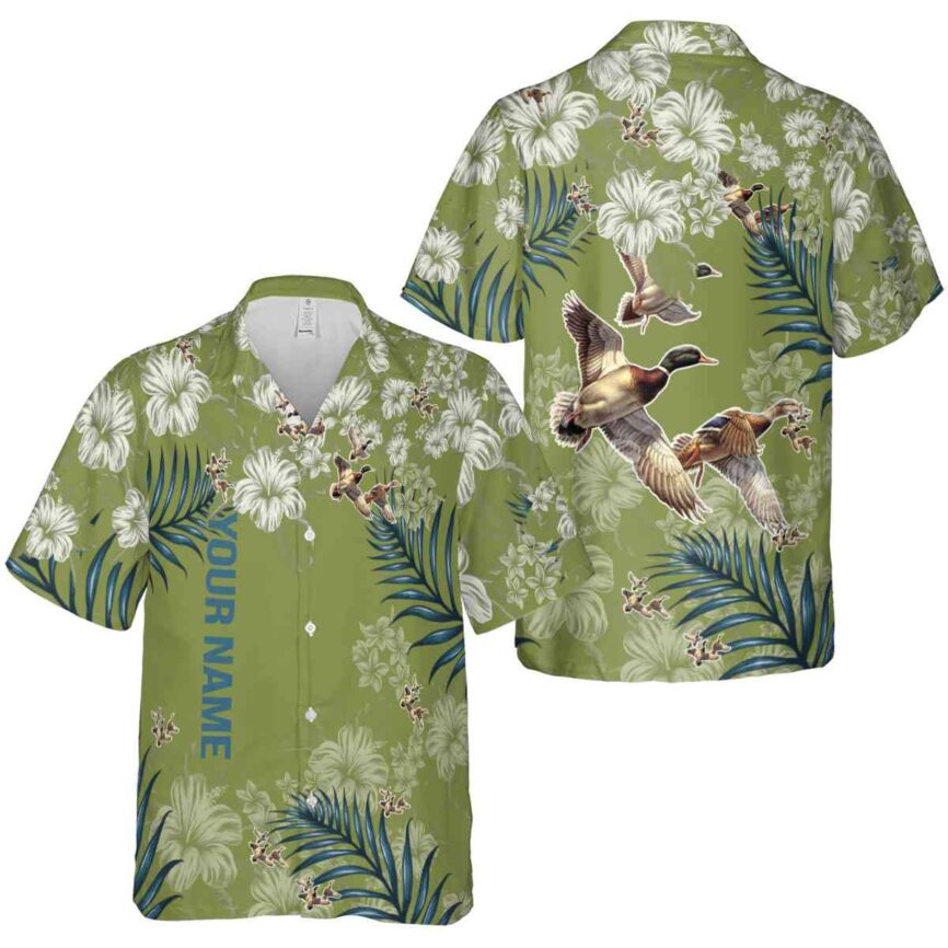 Customized Duck Hibiscus Pattern Hawaiian Shirt Premium grade