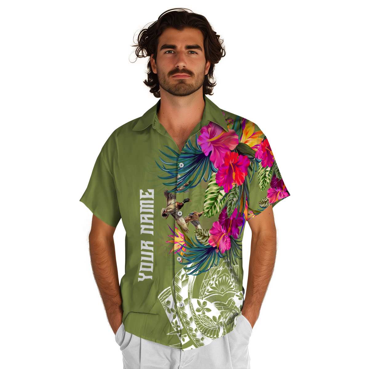 Customized Duck Polynesian Flowers Hawaiian Shirt New Arrival Customized Duck Polynesian Flowers Hawaiian Shirt New Arrival