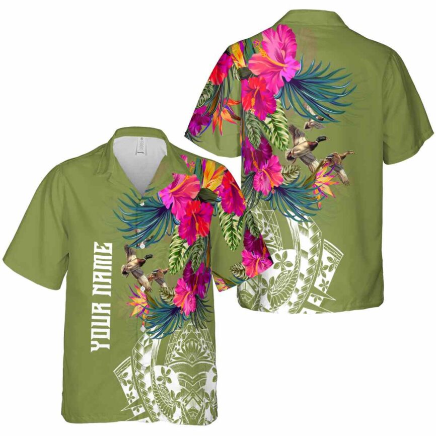 Customized Duck Polynesian Flowers Hawaiian Shirt Premium grade