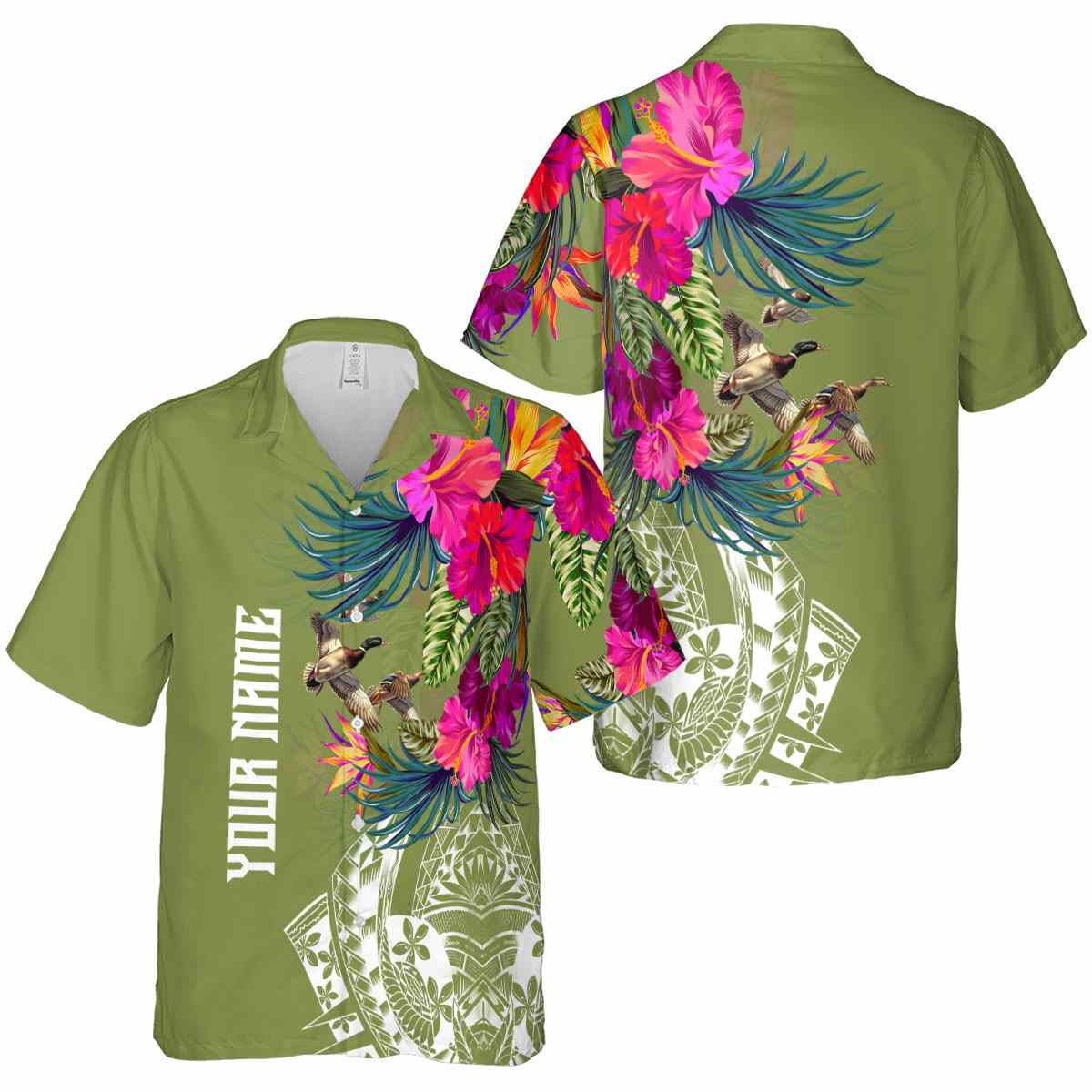 Customized Duck Polynesian Flowers Hawaiian Shirt Premium grade Customized Duck Polynesian Flowers Hawaiian Shirt Premium grade