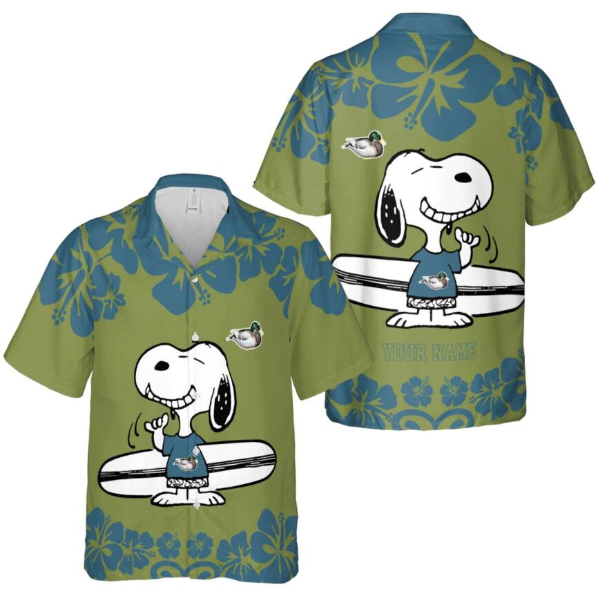 Customized Duck Surfing Snoopy Hawaiian Shirt Premium grade
