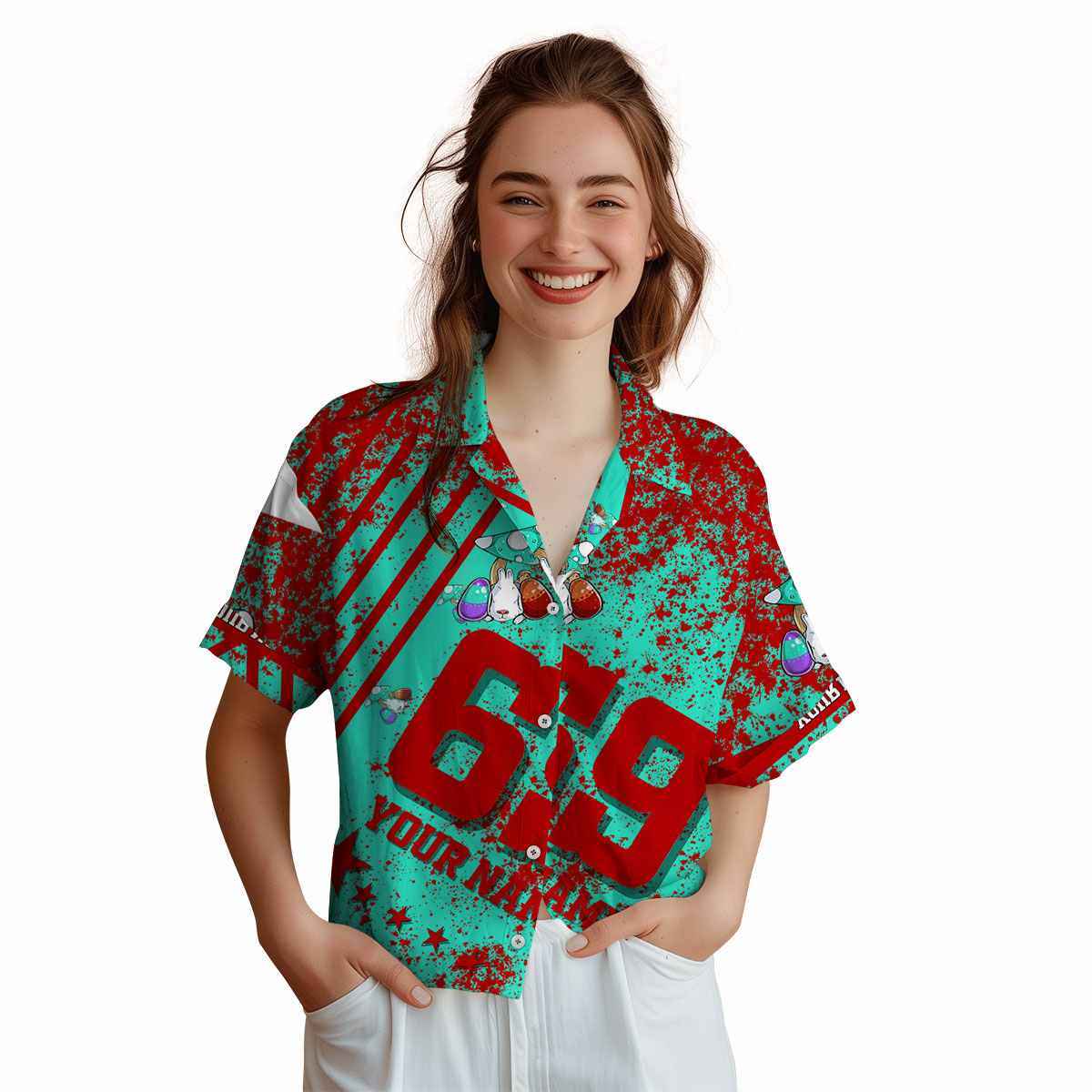 Customized Easter Stripe Burst Hawaiian Shirt Top rated Customized Easter Stripe Burst Hawaiian Shirt Top rated