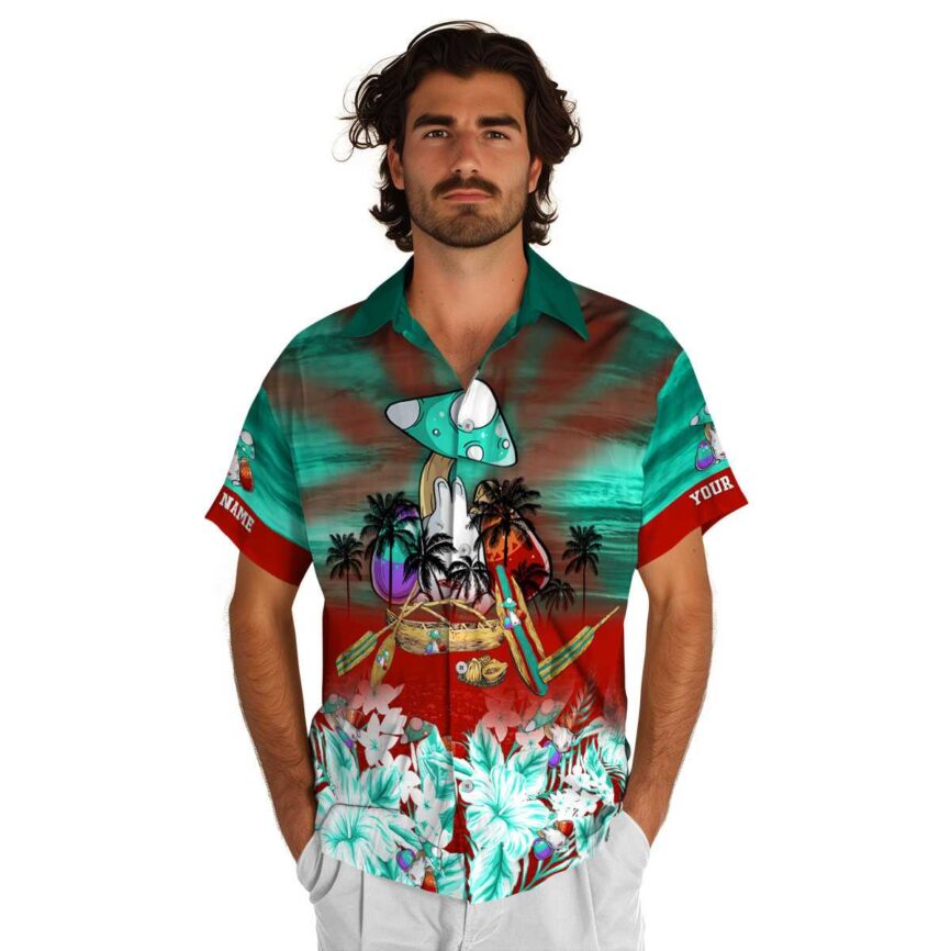 Customized Easter Sunset Beach Canoe Hawaiian Shirt New Arrival