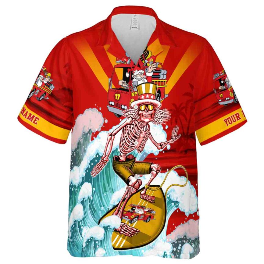 Customized Fire Truck Grateful Dead Motif Hawaiian Shirt Fashion forward