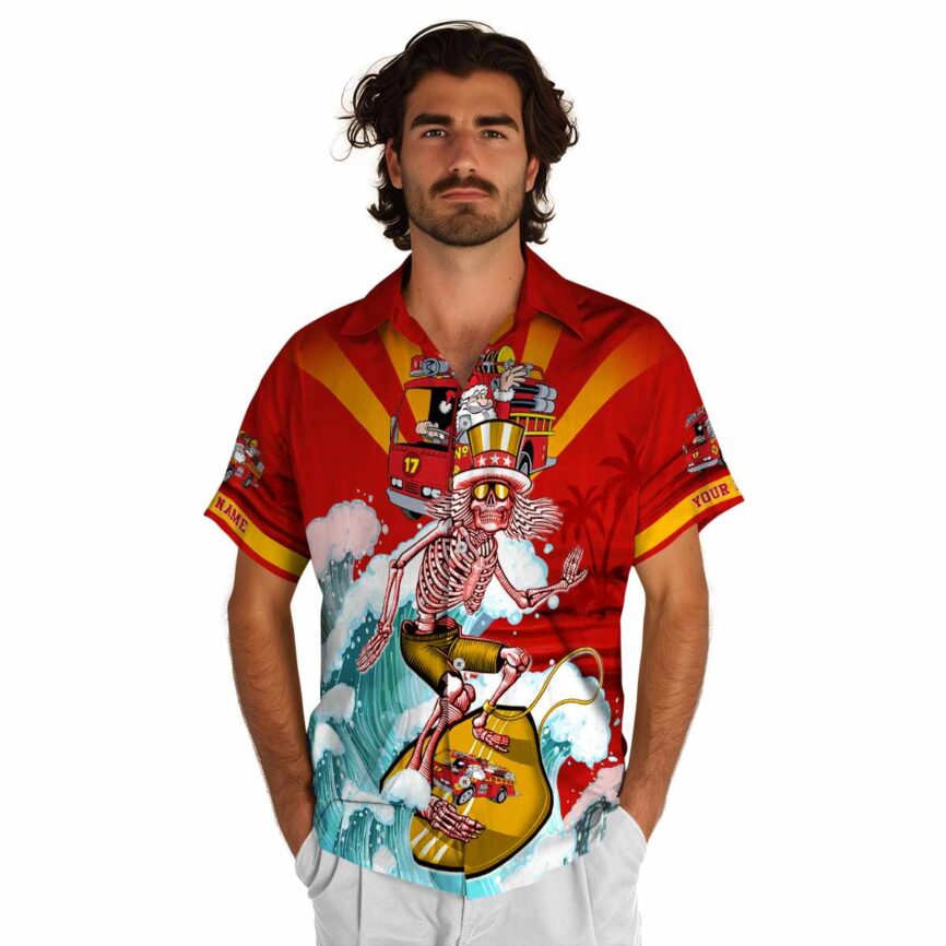 Customized Fire Truck Grateful Dead Motif Hawaiian Shirt New Arrival