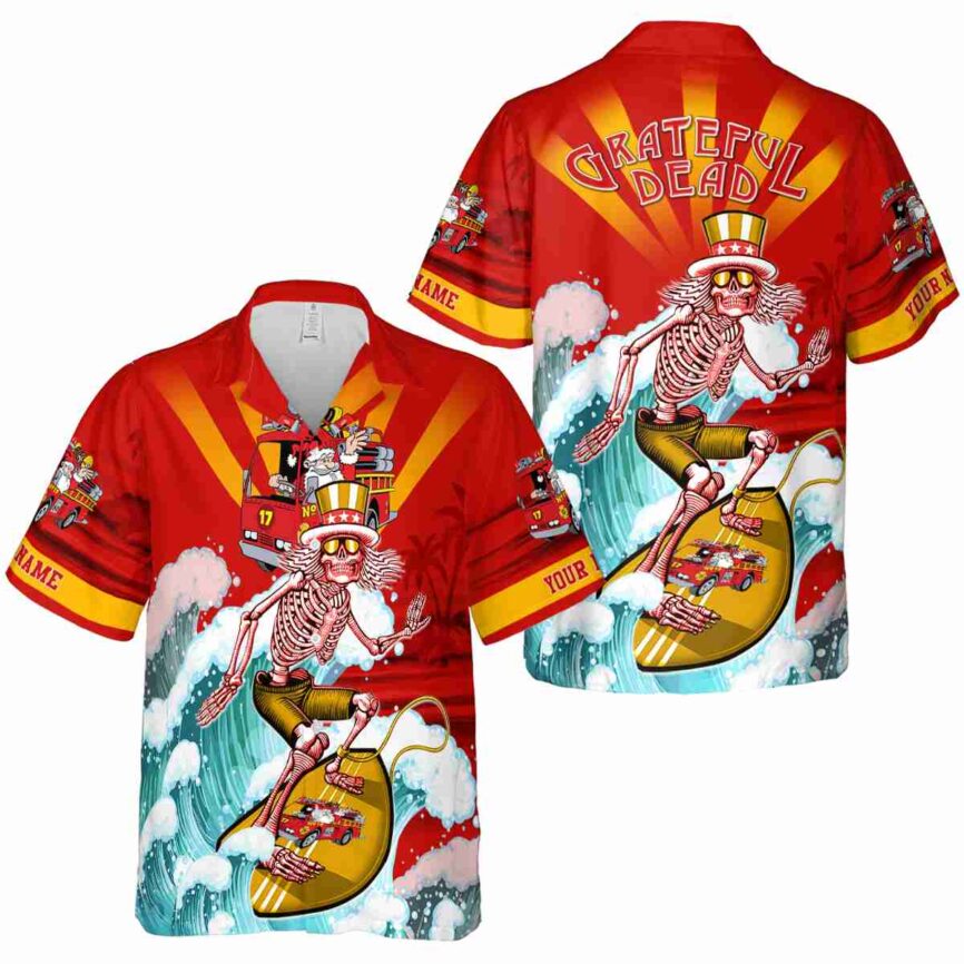 Customized Fire Truck Grateful Dead Motif Hawaiian Shirt Premium grade