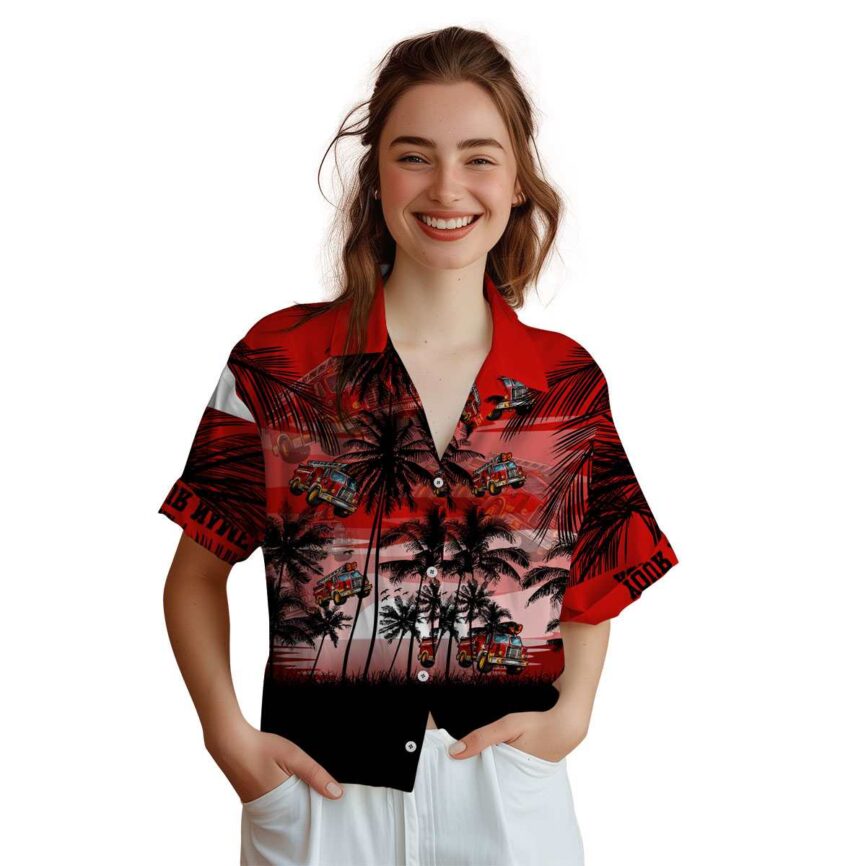 Customized Fire Truck Island Scenery Hawaiian Shirt Top rated
